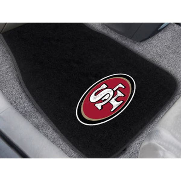 FAN MATS San Francisco 49ers 2-Piece Embroidered Car Mat Set, Black