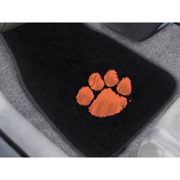 FAN MATS Clemson University 2-Piece Embroidered Car Mat Set, Black