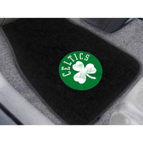 FAN MATS Boston Celtics 2-Piece Embroidered Car Mat Set, Black