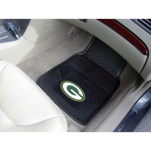 FAN MATS Green Bay Packers 2-Piece Vinyl Car Mat Set, Black