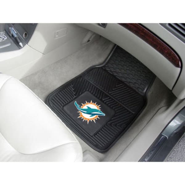 FAN MATS Miami Dolphins 2-Piece Vinyl Car Mat Set, Black