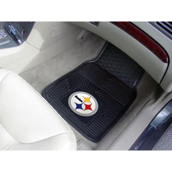 FAN MATS Pittsburgh Steelers 2-Piece Vinyl Car Mat Set, Black