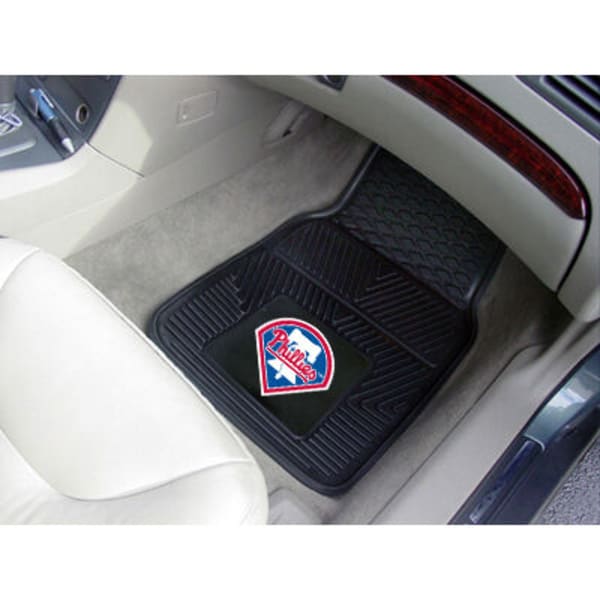 FAN MATS Philadelphia Phillies 2-Piece Vinyl Car Mat Set, Black