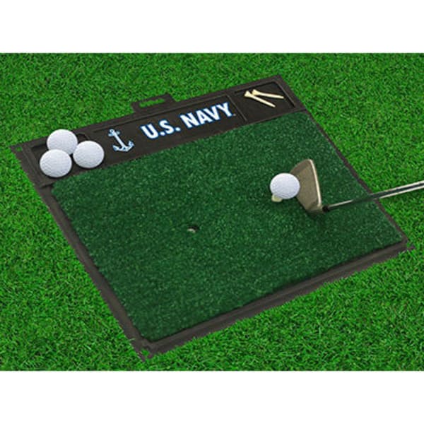 FAN MATS U.S. Navy Golf Hitting Mat, Green/Black