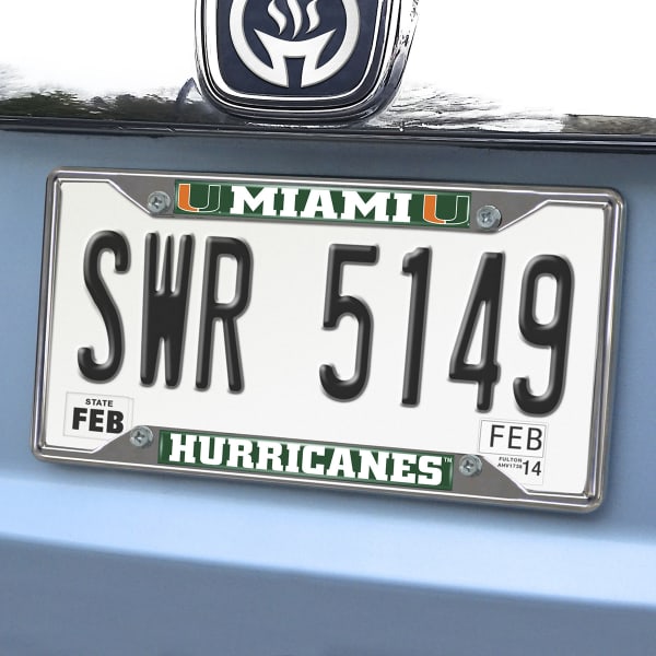 FAN MATS University of Miam Hurricanes License Plate Frame