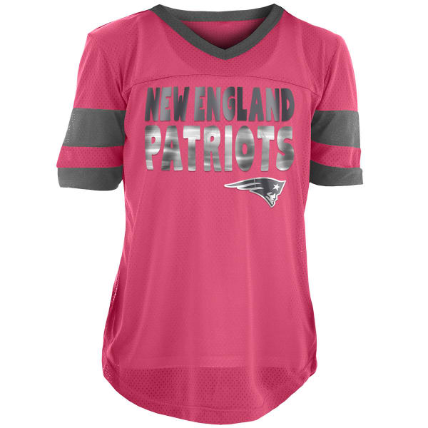 NEW ENGLAND PATRIOTS Big Girls' Pink Poly Mesh Short-Sleeve Jersey