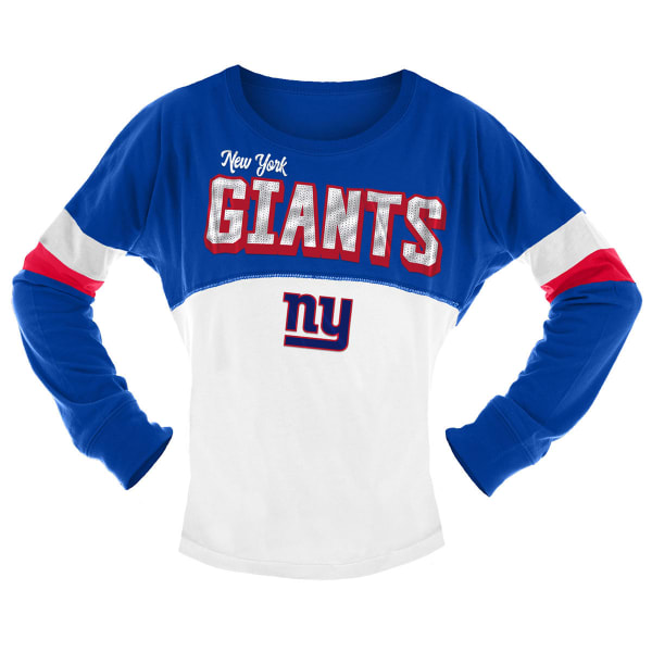 NEW YORK GIANTS Big Girls' Sequin Crew Long-Sleeve Shirt