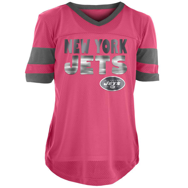 NEW YORK JETS Big Girls' Pink Poly Mesh Short-Sleeve Jersey