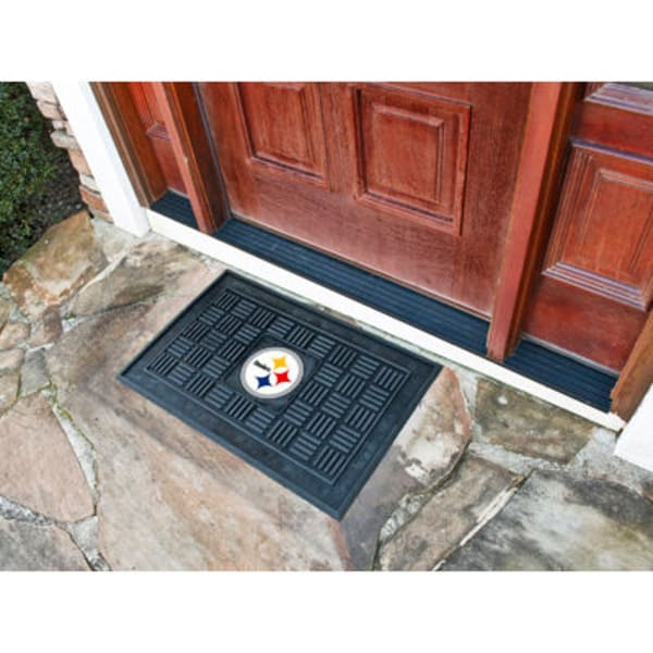 FAN MATS Pittsburgh Steelers Medallion Door Mat, Black