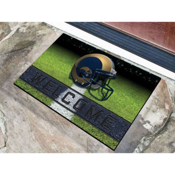 FAN MATS Los Angeles Rams Crumb Rubber Door Mat, Black/Blue