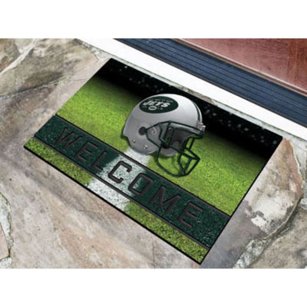 FAN MATS New York Jets Crumb Rubber Door Mat, Black/Green