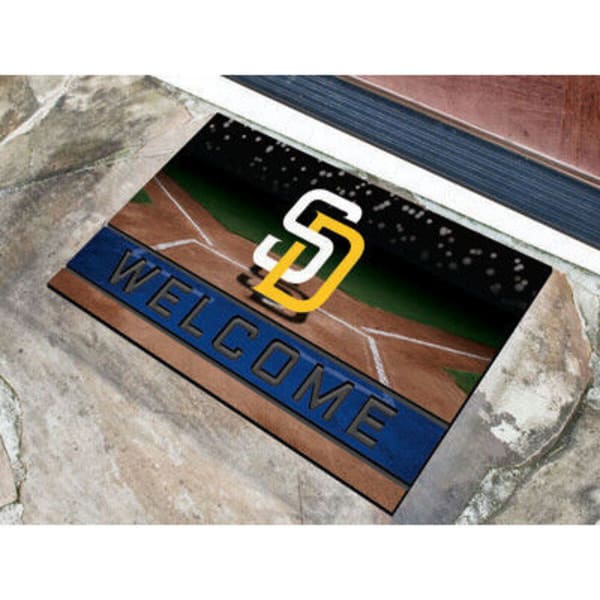 FAN MATS San Diego Padres Crumb Rubber Door Mat, Black/Blue