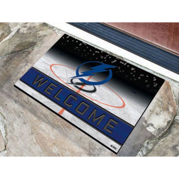 FAN MATS Tampa Bay Lightning Crumb Rubber Door Mat, Black/Dark Blue