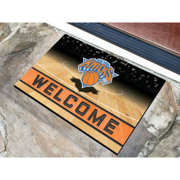 FAN MATS New York Knicks Crumb Rubber Door Mat, Black/Orange