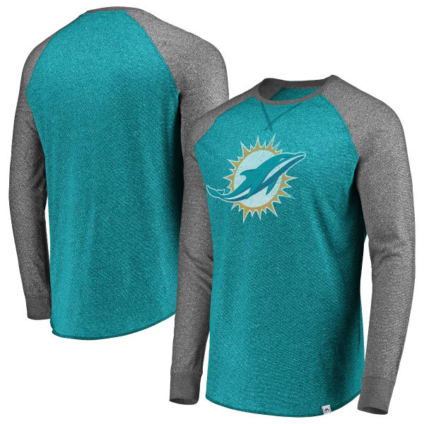 MIAMI DOLPHINS Men's Static Raglan Long-Sleeve Tee