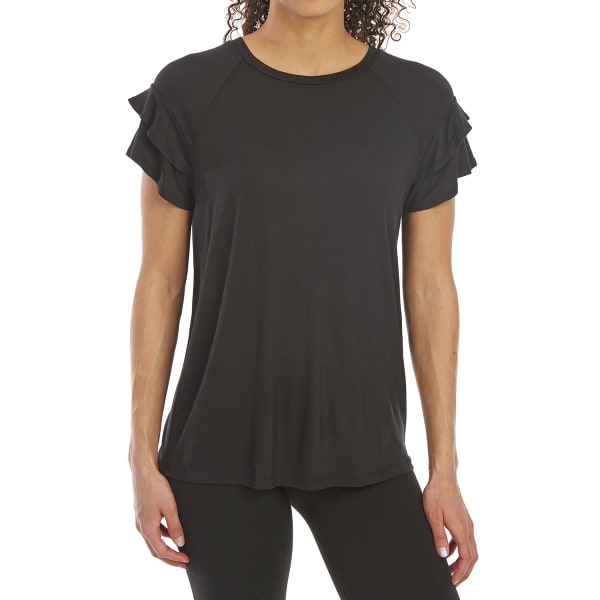 TRESICS FEMME Women's French Terry Ruffle Short-Sleeve Tee