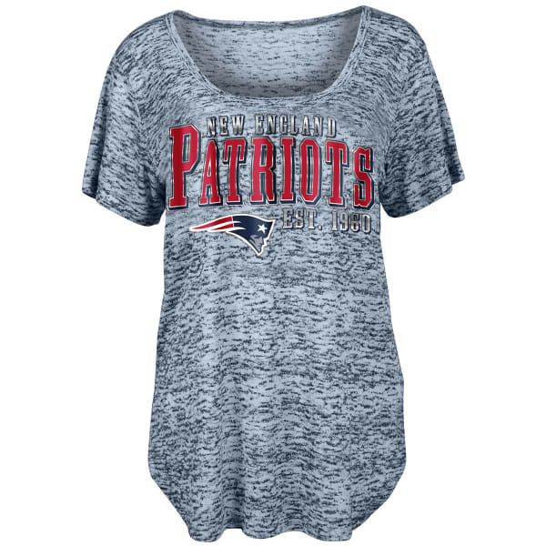 NEW ENGLAND PATRIOTS Women's Burnout Foil Logo Scoop-Neck Short-Sleeve Tee