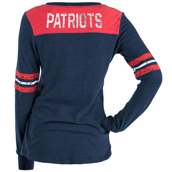 NEW ENGLAND PATRIOTS Women's Tri-Blend Back Print Scoop-Neck Long-Sleeve Tee