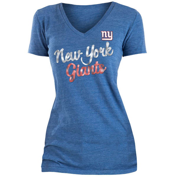 NEW YORK GIANTS Women's Tri-Blend Sequin V-Neck Short-Sleeve Tee