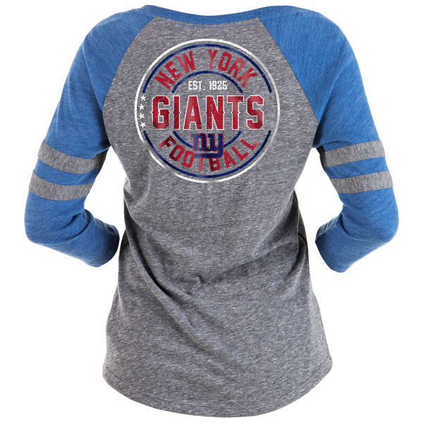 NEW YORK GIANTS Women's Tri-Blend Lace-Up Scoop-Neck Raglan ¾-Sleeve Tee