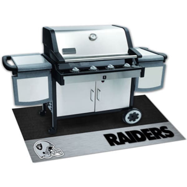 FAN MATS Oakland Raiders Grill Mat, Black/Silver