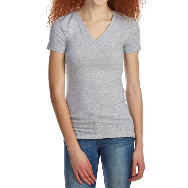 ZENANA Juniors' Basic V-Neck Short-Sleeve Tee