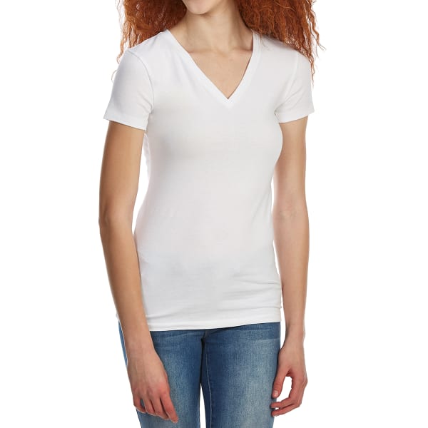 ZENANA Juniors' Basic V-Neck Short-Sleeve Tee