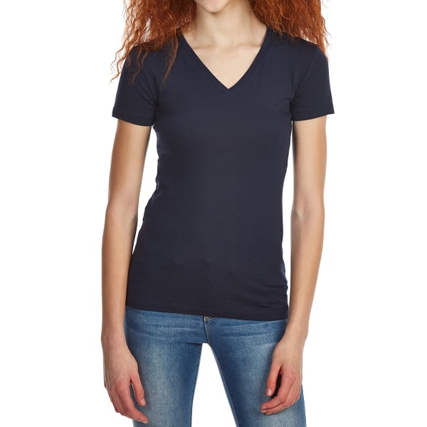 ZENANA Juniors' Basic V-Neck Short-Sleeve Tee