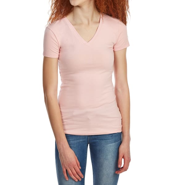 ZENANA Juniors' Basic V-Neck Short-Sleeve Tee