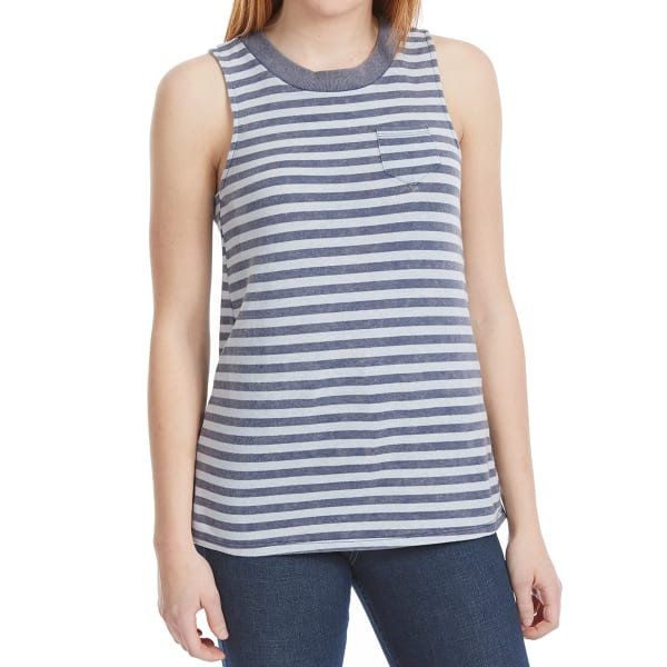 POOF Juniors' Stripe Jersey Pocket Tank Top