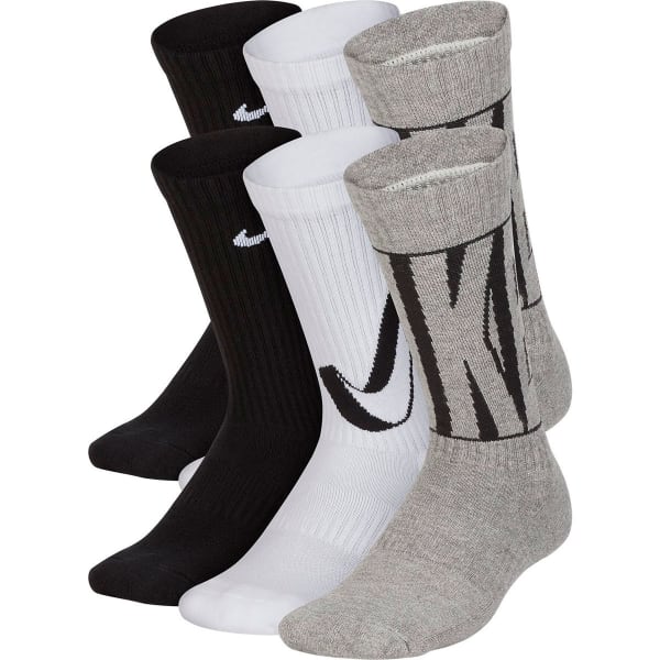 NIKE Big Kids' Performance Cushioned Crew Big Training Socks, 6-Pack