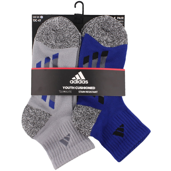 ADIDAS Boys' Climalite Vertical Stripe Quarter-Height Socks, 6-Pack