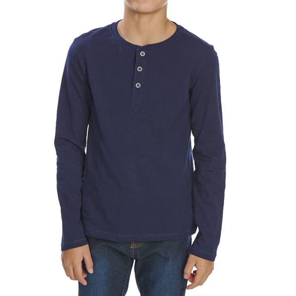 MINOTI Big Boys' Slub Long-Sleeve Henley