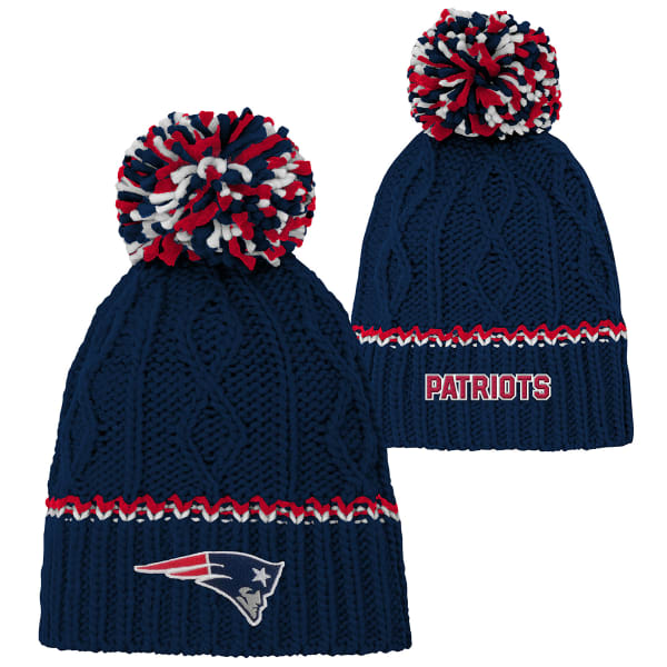 NEW ENGLAND PATRIOTS Big Girls' Pom Knit Beanie