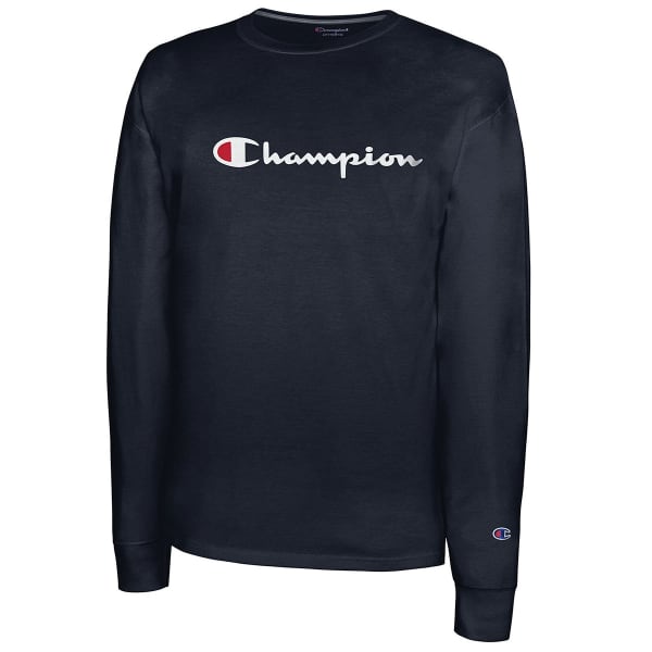 CHAMPION Men's Classic Jersey Script Logo Long-Sleeve Tee