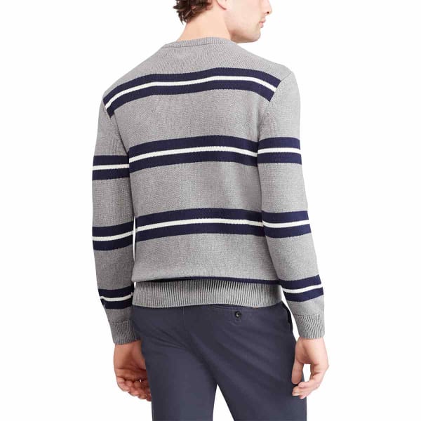 CHAPS Men's Cotton Crewneck Striped Long-Sleeve Sweater