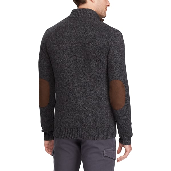 CHAPS Men's Mock Neck Pullover Sweater with Elbow Patches