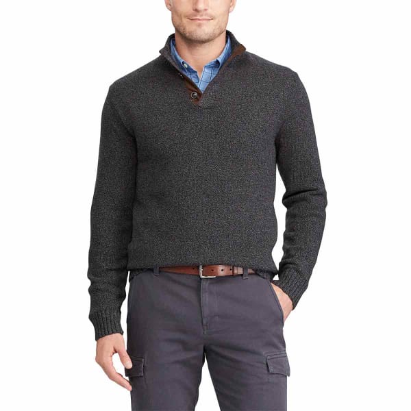 CHAPS Men's Mock Neck Pullover Sweater with Elbow Patches