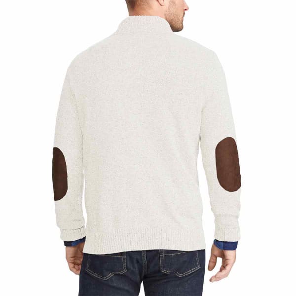 CHAPS Men's Mock Neck Pullover Sweater with Elbow Patches