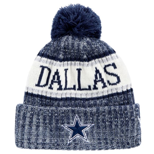 DALLAS COWBOYS Men's 2018 Sideline Official Cuffed Knit Hat with Pom