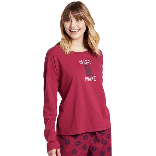 LIFE IS GOOD Women's Bearly Awake Snuggle Up Long-Sleeve Sleep Tee