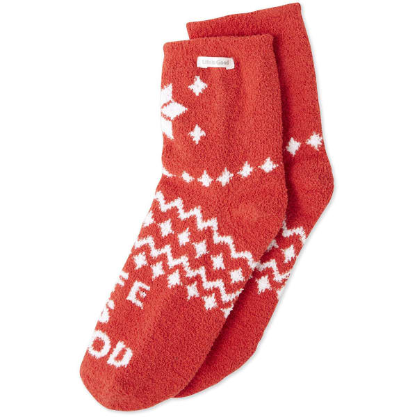 LIFE IS GOOD Women's Snowflake Pattern Plush Snuggle Socks