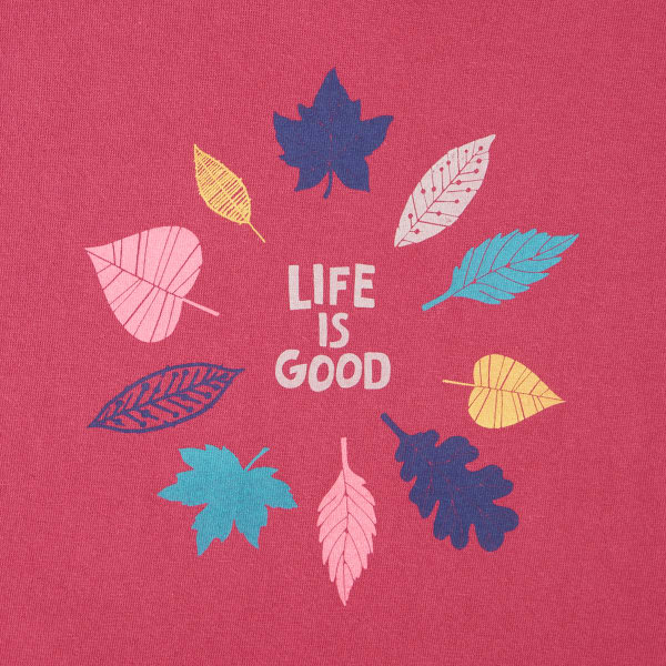 LIFE IS GOOD Women's Colorful Leaves Crusher V-Neck Long-Sleeve Tee