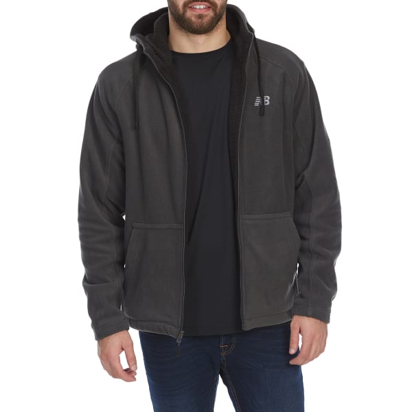 NEW BALANCE Men's Sherpa-Lined Polar Fleece Full-Zip Hoodie