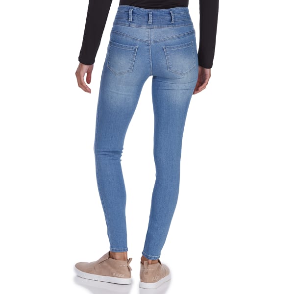 BLUE SPICE Juniors' High-Rise 3-Button Stacked Waist Skinny Jeans - Bob ...