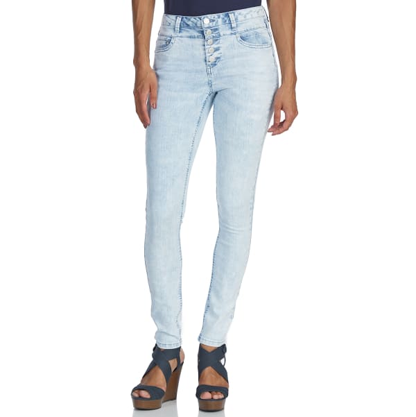 BLUE SPICE Juniors' High-Rise Exposed Button Jeans