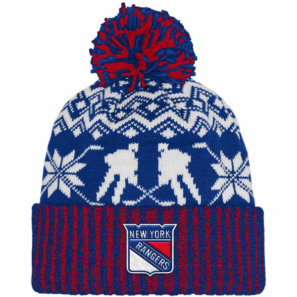 ADIDAS New York Rangers Ugly Sweater Knit Cuffed Pom Beanie