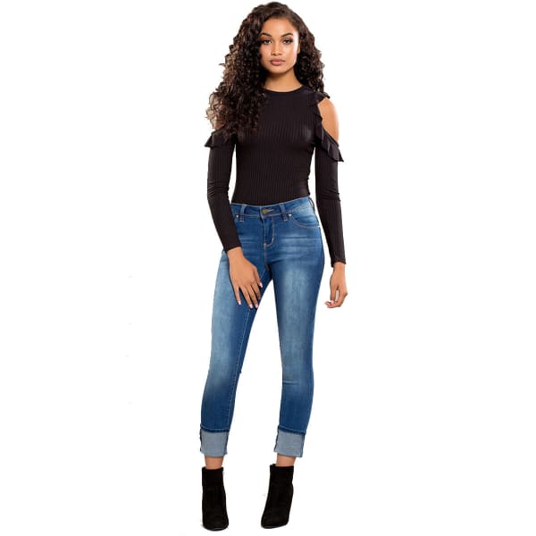 YMI Juniors' WannaBettaButt Mega Cuffed Skinny Jeans