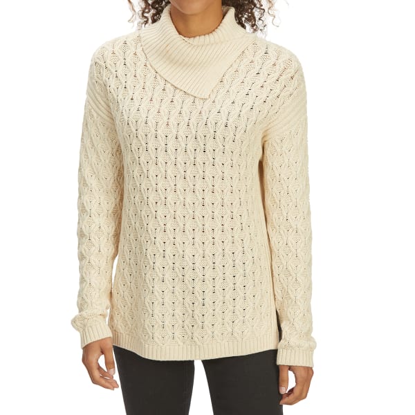 JEANNE PIERRE Women's Envelope Neck Fisherman Sweater