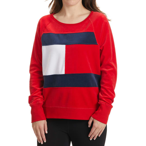 TOMMY HILFIGER SPORT Women's Velour Crew Neck Sweatshirt